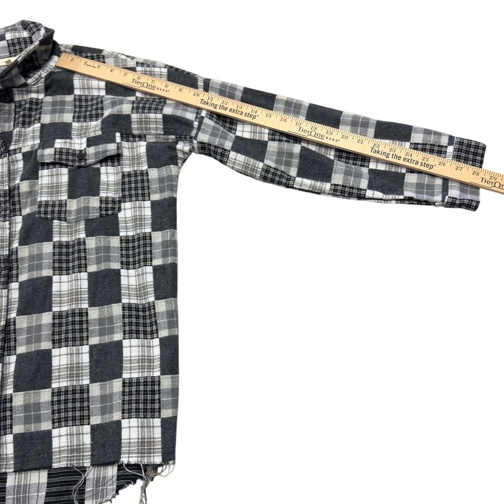 Gilded Intent Patchwork Plaid Grunge Button Up Sh… - image 7